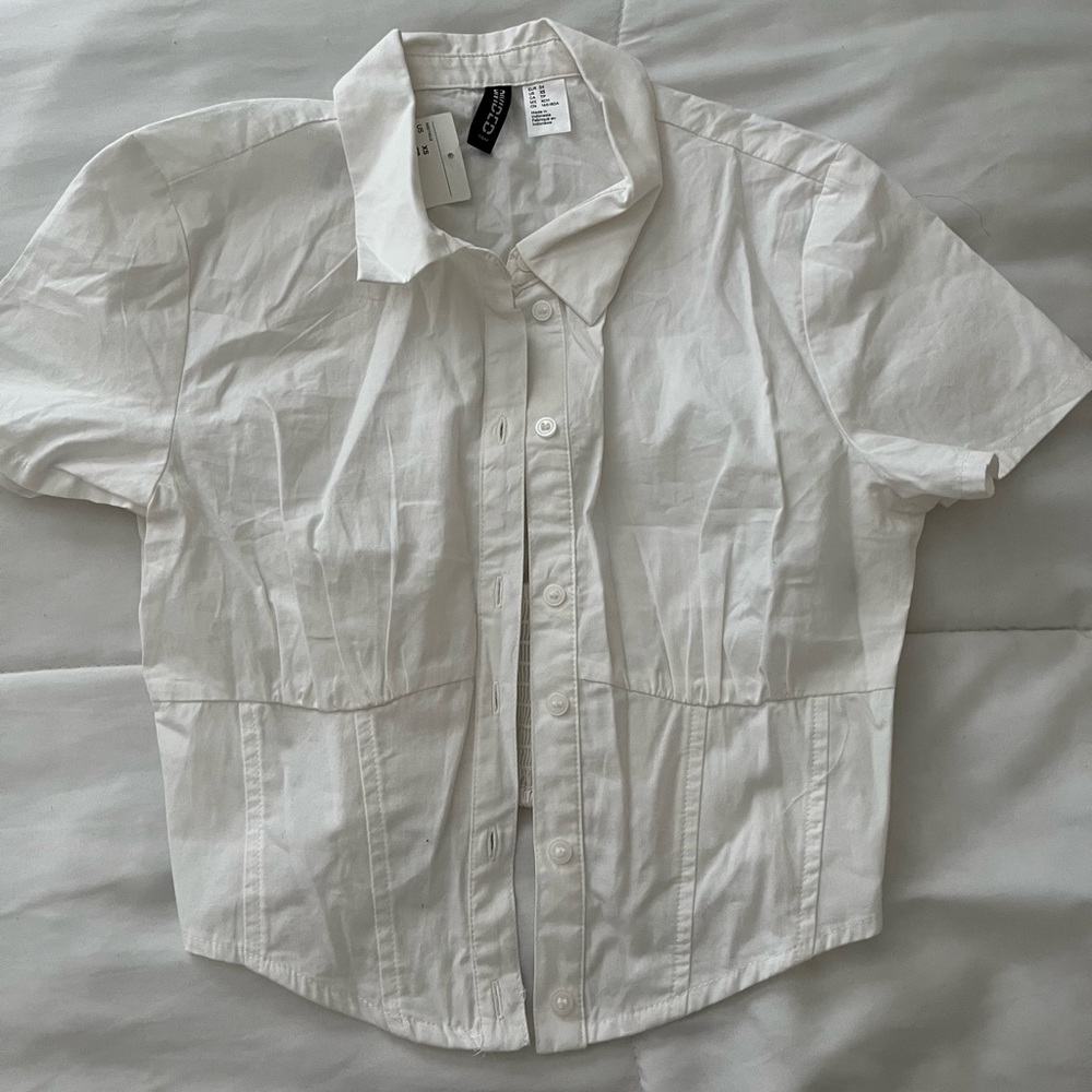 White Button-Up Corset Top